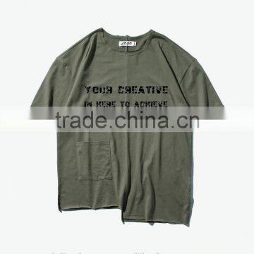 100% cotton reflective reversible sequin oversize pocket t-shirt with custom