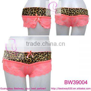 Ladies fashion cute leopard & lace short panties very sexy hot sale