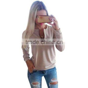 Casual Ladies V Neck Long Sleeve Hoodie Women Winter Jumper Pullover Tops photo-3