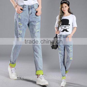 2016 New Fashion Brand Blue Jeans Women Slim Jeans Female Comfortable Stretch Pencil Pants Hole Beggar Women photo-5