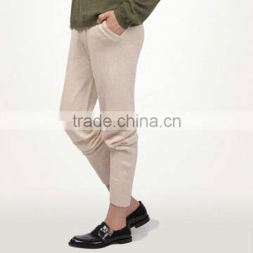 Ladies casual knitted 100% cashmere track pants