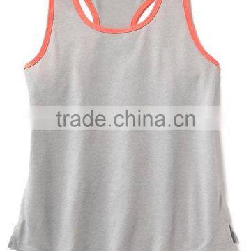 100% Ctn, S/J, 160 Gsm, Children Girls Tank Top With Side Slit and Contrast Piping