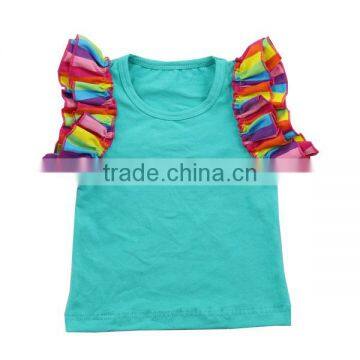 2017 Girl Boutique Clothing t Shirt Baby Flutter Sleeves Shirt Girls Ruffle Shirt