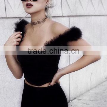 Runwaylover 5280 hot sale ladies deep sexy fur sexy crop top