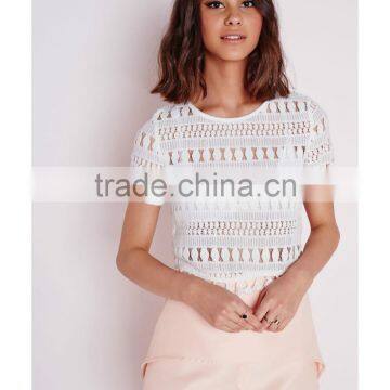 Fashion Elegant Short Sleeve Lace Blouses for Women photo-5