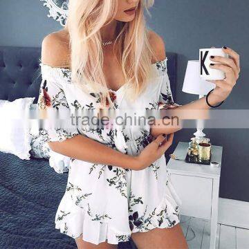 Latest Design Sexy Woman Jumpsuit Backless Off Shoulder Ladies Romper photo-3