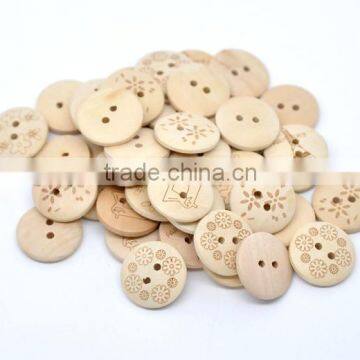 60 Mixed Nature Color 2 Holes Wood Sewing Buttons 20mm