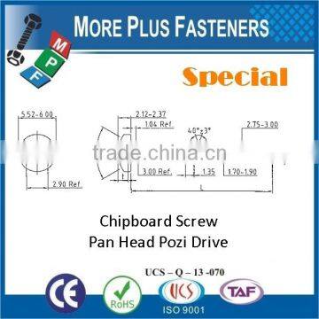 Made in Taiwan Carbon Steel Pan Head Pozi Drive New Premium Custom Special Chipboard Screw