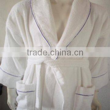 blue piping hotel bathrobe cotton terry fabric price