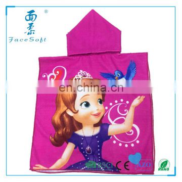 Disney Audit towel factory custom poncho towel for adult, adult hooded surf poncho beach towel with princess cartoon character