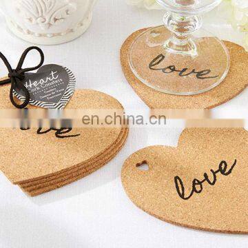 cheap "Heart shape" Cork drink Coasters Sets wedding table decoration