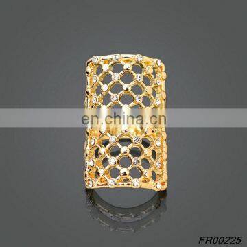 Gold Plated Personalized Square Knuckle Ring Diamond Sparkling Ring Wedding Jewelry