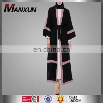 Fashion Muslim Cardigan & Under Abaya Slim Belt Design Long Sleeve Muslim Open Front Abaya Islamic Long Maxi Dress And Overcoat