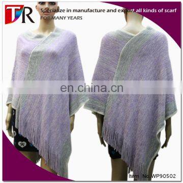 yiwu poncho factory china custom fashion lavender knit winter shawl