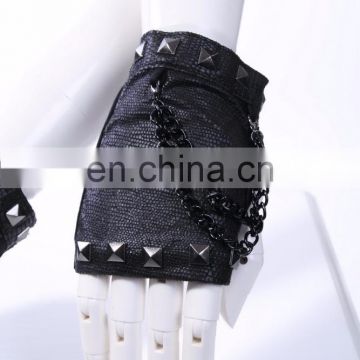 Gothic short fingerless snakeskin imitation gloves