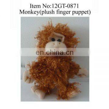 soft plush monkey finger puppet for sale, custom animal finger puppet for children