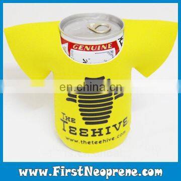 Shining Yellow T shirt Shape Folding Neoprene Stubby Holder