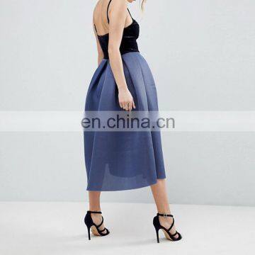 2018 Sexy Airtex Velvet Bodice Midi Strape Prom Women Dress photo-3