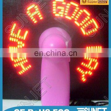 custom led message 4'' aaa battery led mini travel fan
