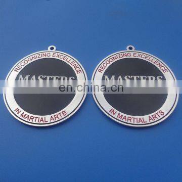 Masters Hall of Fame Silver Tone Zinc Alloy Round Ribbon Medal, Silver Life Continuing Leadership Award Laser Engraving Backside