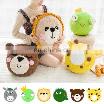 Yarncrafts Cartoon Creatures Chenille Throw Pillow Handmade Knit and Crocheted Decorative photo-3