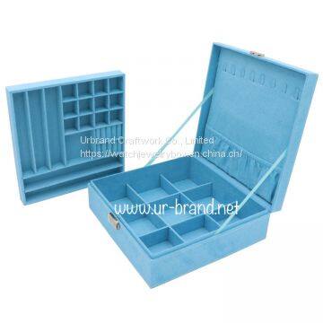 Jewelry Box Gift Jewelry Box Flannel Big Square Double Jewelry Box Jewelry Packaging Box