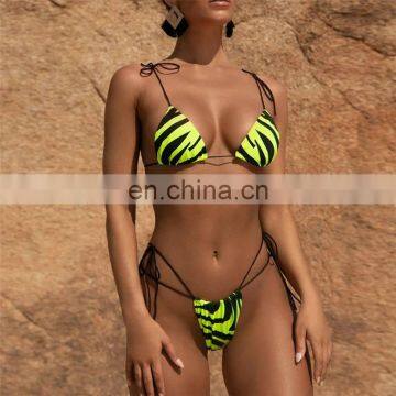 Summer 2019 Beach Wear Neon Biquini Micro String Swimsuit Push Up Sexy Bikini Set Patchwork Leopard Swimwear Women Bathing Suit