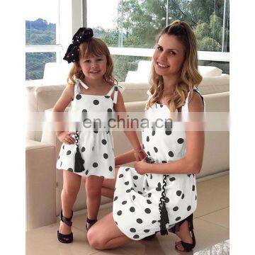 Fashion Family Matching Clothes Polka Dot Print Sleeveless Mini Dress Mother and daughter Clothes Mom and daughter dress