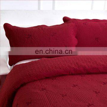 Solid Burgundy Color Printed Summer Quilt 100% Polyester Bedspread Ses Stitching Floral Coverlets Embroidery Quilt