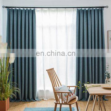 2020 Hot Sale High-end Elegant High Shading Solid Color Blackout Linen Fabric Curtain For Bedroom With Breathable photo-4