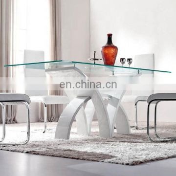 Clear glass top stainless steel leg dining room table wholesale