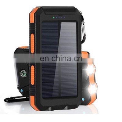 Solar Power Bank Dual USB Power Bank 8000-10000mAh Waterproof Battery Charger External Portable Solar Panel with LED Light