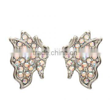 2015 women imitation jewelry fashion cheap beautiful butterfly shaped crystal earrings