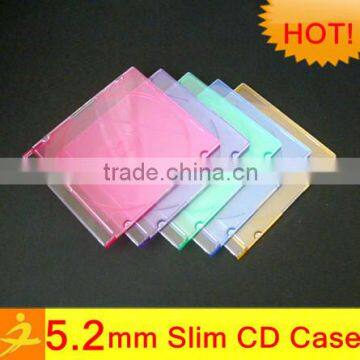 color/clear/black slim single 5.2mm cd dvd storage case