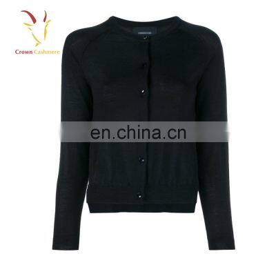 100% Cashmere Black Short Cardigan Sweater for Ladies photo-4