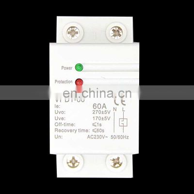 VPD1-60A 230V Din rail automatic recovery reconnect over voltage and under voltage protective device protector protection relay