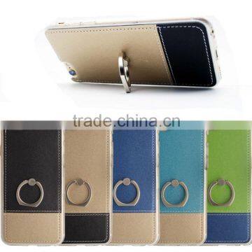 popular phone cover pu case with finger ring for iphone 6