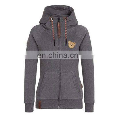 Wholesale Custom Brand Ladies Plus Size Casual Top Crop Hooded Slim Cardigan Jacket DIY Guillotine Bear photo-5