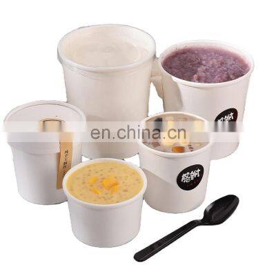 Sunkea OEM packaging kraft paper soup cup with plastic lid