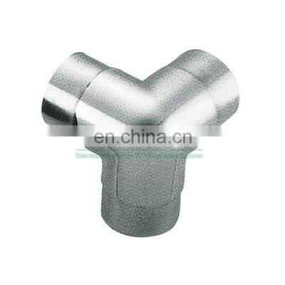 wholesale Railing Satin Round 304 316 Stainless Steel 3 Way Pipe Tube Connector fittings