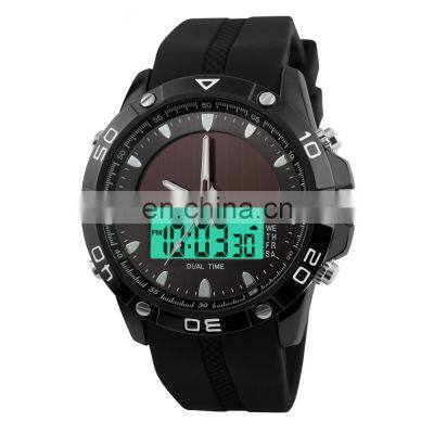 SKMEI Brand 1064 LED Digital Quartz Dual Display Solar Powered Watch 50M Waterproof Diving Watches