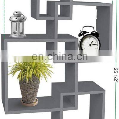 Decorative 4 Cube Intersecting Wall Mounted Floating Shelf White Finish Corner Wall Mount Shelf photo-3