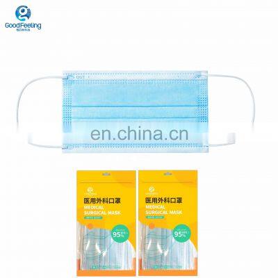 Disposable 3Ply Face Masks Medical Surgical Earloop Masque Chirurgical Meltblown China Mask Factory