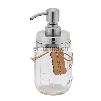 Factory 304 Stainless steel and metal stainless steel lid soap lotion pump and Lids with straws mason jar