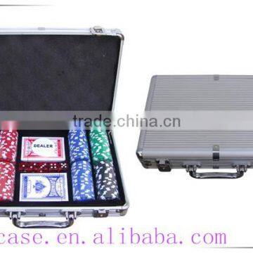 round corner 100pcs poker chip set aluminum case with 100 chips and cards