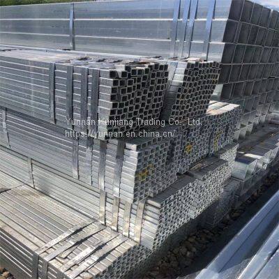 Yunnan Q235 square tube wholesale hot dip galvanized square tube 40 * 80 * 3 square tube Kunming sales square tube