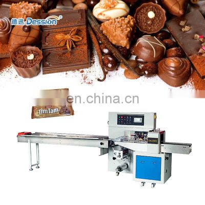 High speed small chocolate biscuit cookies flow packing machine