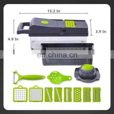 Home Kitchen Gadgets 14-in-1 Manual Salad Onion Food Mandoline Dicer and Slicer Veggie Chopper Vegetable Cutter With Container photo-5