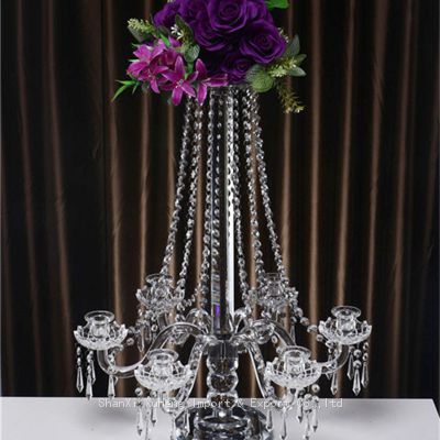 European Larger Decorative 6 Heads Candelabra Crystals For Wedding