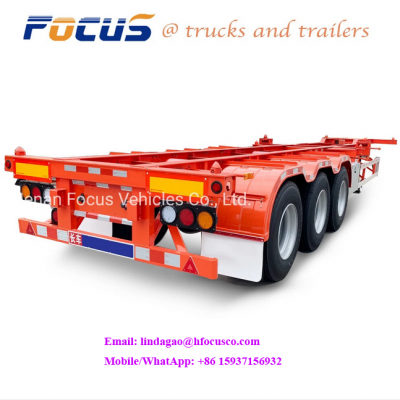 China Cheap Price Tri Axles Container Chassis Frame Skeleton Semi Trailer For Sale,